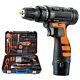 112pcs 12v Cordless Drill Driver Set Household Hand Tool Kit With 2 Batteries