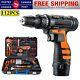 112pcs Electric Power Cordless Drill 12v Wireless Impact Driver Set With2batteries