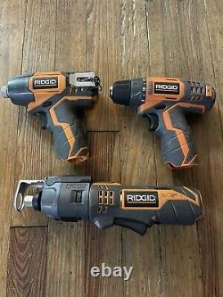 12 volt ridgid tool set drill impact driver and router attachment Multi Tool