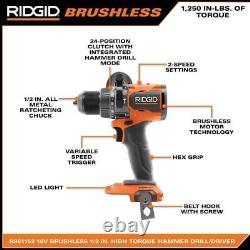 18V Brushless Cordless 1/2 in. High Torque Hammer Drill/Driver (Tool Only)