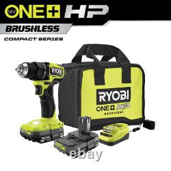18V Brushless Cordless Compact 1/2 In. Drill/Driver Kit with Batteries, Charger