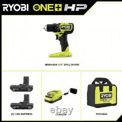 18V Brushless Cordless Compact 1/2 In. Drill/Driver Kit with Batteries, Charger