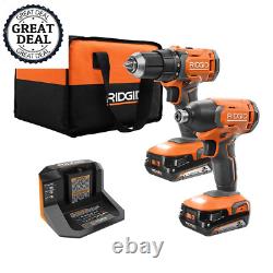 18V Cordless 2-Tool Combo Kit with 1/2 In. Drill/Driver, 1/4 In. Impact Driver