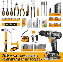 20V Cordless Power Drill Tool Box Set with Battery Electric Driver for Men Home