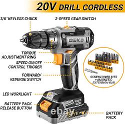 20V Cordless Power Drill Tool Box Set with Battery Electric Driver for Men Home