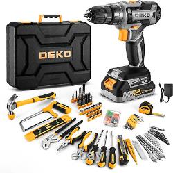 20V Cordless Power Drill Tool Box Set with Battery Electric Driver for Men Home