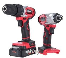 20V Hyper Tough Cordless Drill -2pc Impact Driver Tool Combo Kit Fast Ship