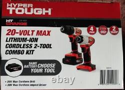 20V Hyper Tough Cordless Drill -2pc Impact Driver Tool Combo Kit Fast Ship