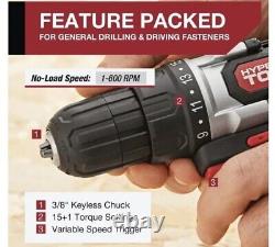 20V Hyper Tough Cordless Drill -2pc Impact Driver Tool Combo Kit Fast Ship