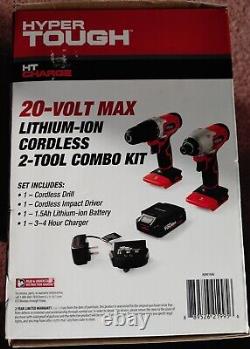 20V Hyper Tough Cordless Drill -2pc Impact Driver Tool Combo Kit Fast Ship