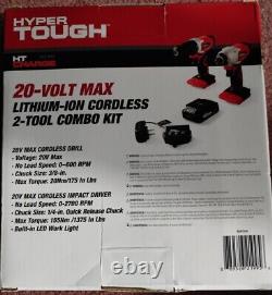 20V Hyper Tough Cordless Drill -2pc Impact Driver Tool Combo Kit Fast Ship