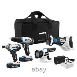 20 Volt Cordless Drill Set, Impact, Saw 4 Tool Combo Kit 2 Lithium-Ion Batteries