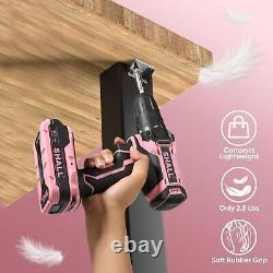 247Pcs 20V Cordless Drill Driver & Household Tool Kit for Women, Pink Electri