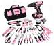 247pcs 20v Cordless Drill Driver & Household Tool Kit For Women, Pink Electric