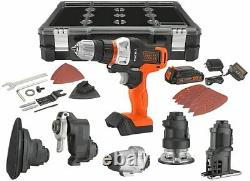 BLACK+DECKER Cordless Drill Combo Kit with Case, 6-Tool Driver Sander Jigsaw