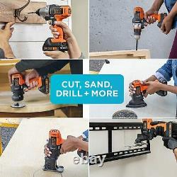 BLACK+DECKER Cordless Drill Combo Kit with Case, 6-Tool Driver Sander Jigsaw