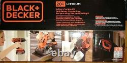 Black & Decker 20V MAX 1.5 Ah Cordless Li-Ion 4-Tool Combo Kit BD4KITCDCRL New