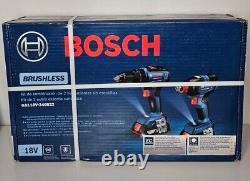Bosch Brushless 2 Tool Brushless Combo Kit with 2 Batteries GXL18V-240B22 18V New