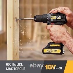 Cat 18V 1 FOR ALL 1/2 Cordless Drill/Driver with Brushless Motor, 2 Batteries