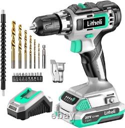 Cordless Drill Driver 20V Max, 18+1 Torque, Variable Speed 2.0 Ah Battery &