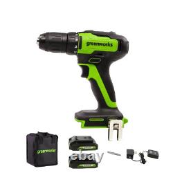Cordless Drill Driver Brushless 1/2 In. 24V Battery and Charger Included Green