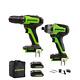 Cordless Drill Impact Driver 1/2 In. 24v Brushless With Battery Charger Set Of 2
