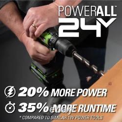 Cordless Drill Impact Driver 1/2 in. 24V Brushless with Battery Charger Set of 2