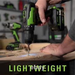 Cordless Drill Impact Driver 1/2 in. 24V Brushless with Battery Charger Set of 2
