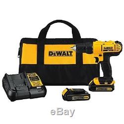 Cordless Drill with 2 Battery and Charger Compact Electric Power Tool Driver Set