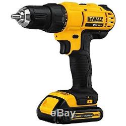 Cordless Drill with 2 Battery and Charger Compact Electric Power Tool Driver Set