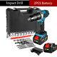 Cordless Electric Impact Driver Hammer Drill Combo Tool Kit 18v Battery 4000 Rpm