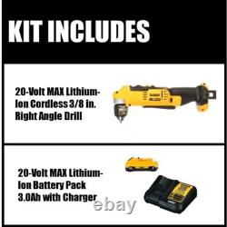 DEWALT 20V MAX Cordless 3/8 In. Right Angle Drill/Driver with Battery & Charger