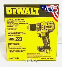 DEWALT DCD791B 20V MAX XR Li-Ion 1/2 in. 2-Speed Drill Driver (Bare-Tool) New