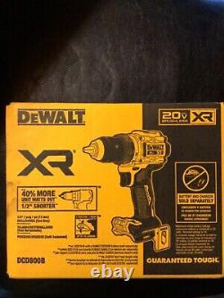 DeWalt DCD800B 20V MAX XR Li-Ion 1/2 Drill Driver (Tool Only) New Sealed