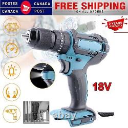 Electric Cordless Torque Impact Wrench Brushless Gun Driver Tool & 2 Battery 18V