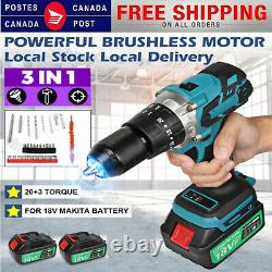 Electric Cordless Torque Impact Wrench Brushless Gun Driver Tool & 2 Battery 98V