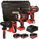 Excel 18v Cordless 3 Piece Power Tool Kit + 3 X Batteries Charger & Case Exl5145