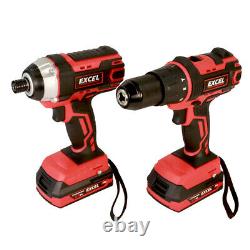 Excel 18V Cordless 3 Piece Power Tool Kit + 3 x Batteries Charger & Case EXL5145
