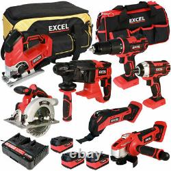 Excel EXL5046 18V 7 Piece Power Tool Kit with 3 x 5.0Ah Batteries Charger & Bag