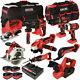 Excel Exl5057 18v 9 Piece Cordless Power Tool Kit 4 X Batteries, Charger & Bag