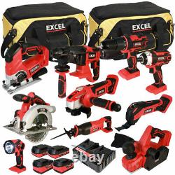 Excel EXL5059 18V 10 Piece Cordless Power Tool Kit 4 x Batteries, Charger & Bag