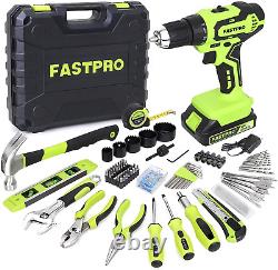 FASTPRO 177-Piece 20V Cordless Lithium-Ion Drill Driver and Home Tool Set, House