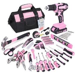 FASTPRO 232-Piece 20V Pink Cordless Lithium-ion Drill Driver and Home Tool Se