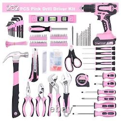 FASTPRO 232-Piece 20V Pink Cordless Lithium-ion Drill Driver and Home Tool Se