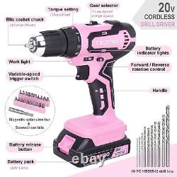 FASTPRO 232-Piece 20V Pink Cordless Lithium-ion Drill Driver and Home Tool Se