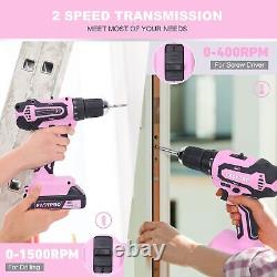 FASTPRO 232-Piece 20V Pink Cordless Lithium-ion Drill Driver and Home Tool Se