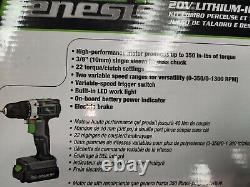 Genesis Gl20didka2 20-volt Cordless Li-ion 2-speed Drill/impact Driver Combo New