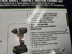 Genesis Gl20didka2 20-volt Cordless Li-ion 2-speed Drill/impact Driver Combo New