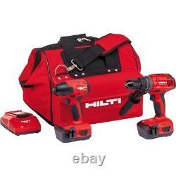 Hilti 22V Hammer Drill Driver + Impact Driver Combo Kit With Batteries and Bag