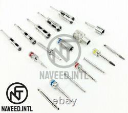 Implant Remover Dental Kit Long Trephine Screw Drivers Drill Wrench 18 Pieces